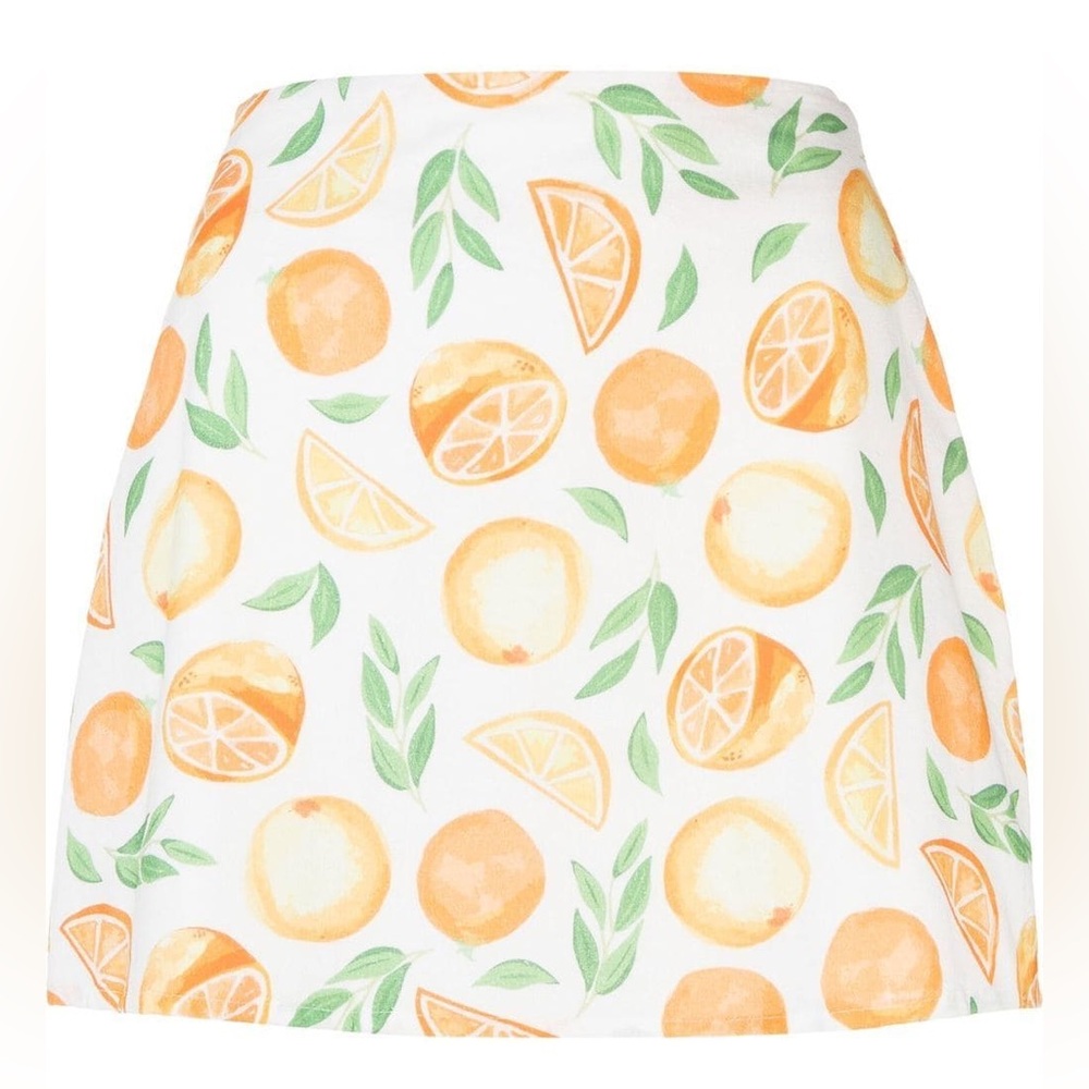AMBRA MADDALENA Amelia orange print miniskirt